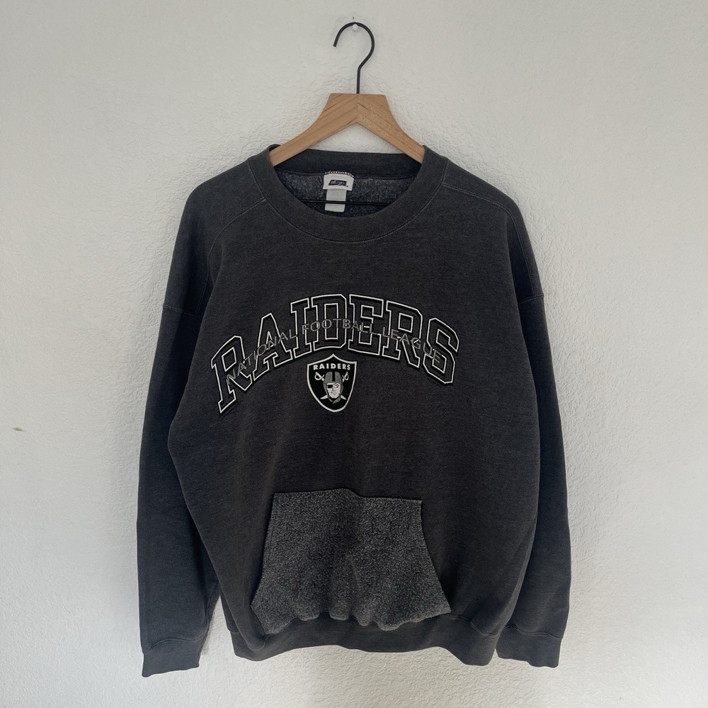 VTG Oakland Raiders CSA NFL Football Crewneck Gray Sweatshirt Men Fits XL 90s